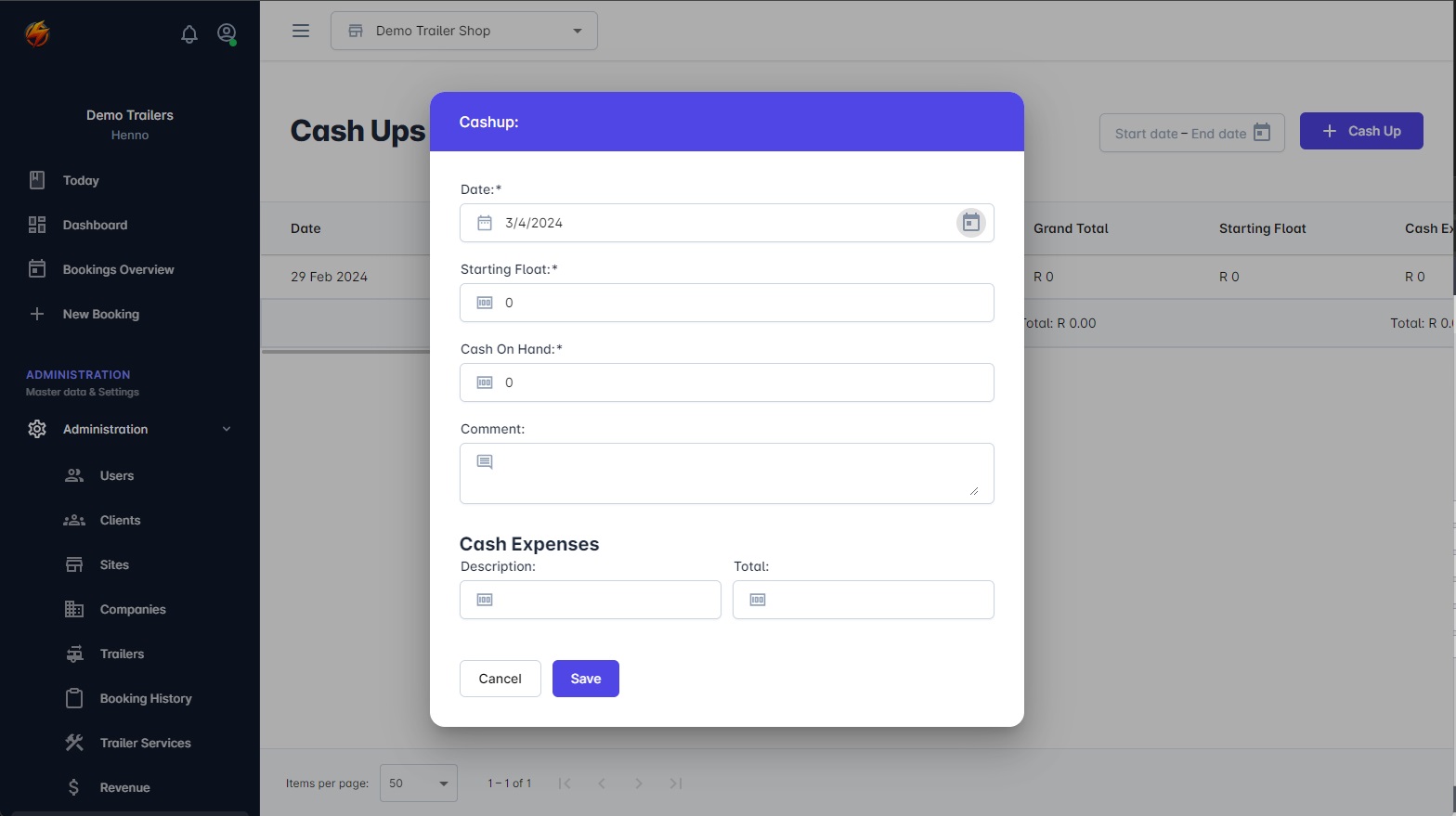 Sparked Rentals Cash-ups